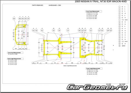 Nissan X-Trail (T30) 2000-2007 (RH Japanese market) Body dimensions