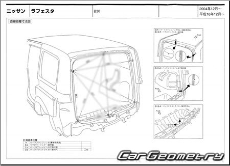 Nissan Lafesta (B30) 2004-2012 (RH Japanese market) Body dimensions