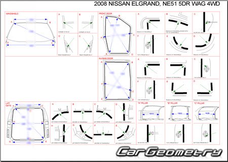 Nissan Elgrand (E51) 2002-2010 (RH Japanese market) Body dimensions