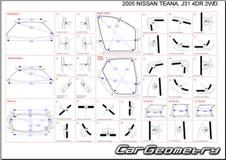 Nissan Teana (J31) 20032008 (RH Japanese market) Body dimensions