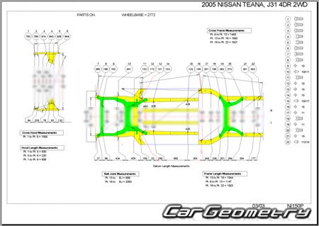 Nissan Teana (J31) 20032008 (RH Japanese market) Body dimensions