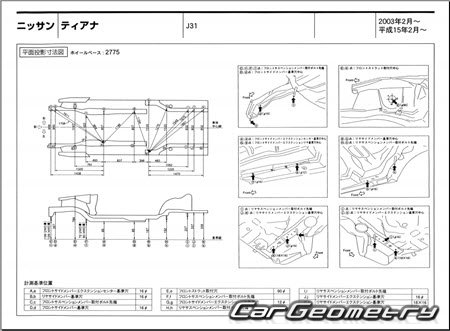 Nissan Teana (J31) 20032008 (RH Japanese market) Body dimensions