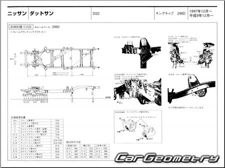 Nissan Datsun (D22) 1997-2002 (RH Japanese market) Body dimensions