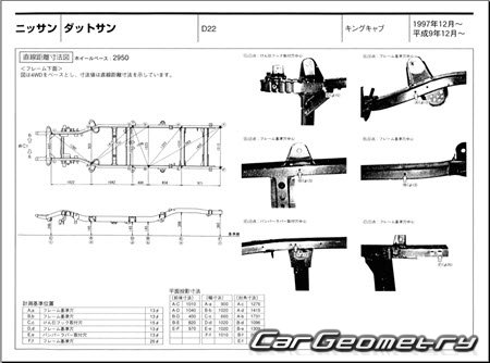 Nissan Datsun (D22) 1997-2002 (RH Japanese market) Body dimensions