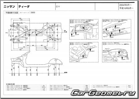 Nissan Tiida (C11) 2004-2012 (RH Japanese market) Body dimensions