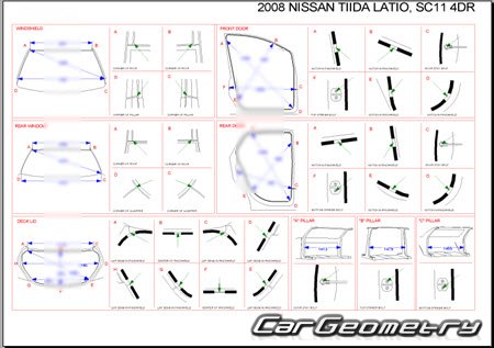 Nissan Tiida Latio (C11) 2004-2012 (RH Japanese market) Body dimensions