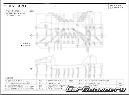 Nissan Teana (J32) 20082014 (RH Japanese market) Body dimensions