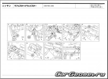 Nissan Lafesta (B35) 2011-2018 (RH Japanese market) Body dimensions