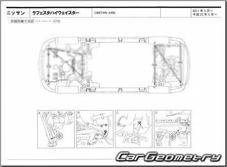 Nissan Lafesta (B35) 2011-2018 (RH Japanese market) Body dimensions