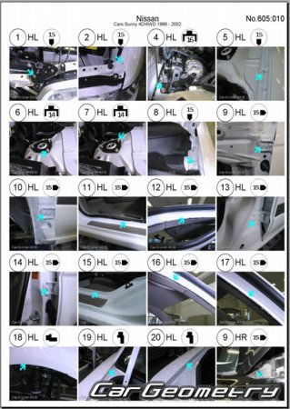 Nissan Sunny (B15) 1998-2004 (RH Japanese market) Body dimensions