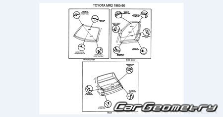 Кузовные размеры Toyota MR2 (W11) 1984-1989 Body dimensions Кузовные размеры Toyota MR2 (W11) 1984-1989 Body dimensions