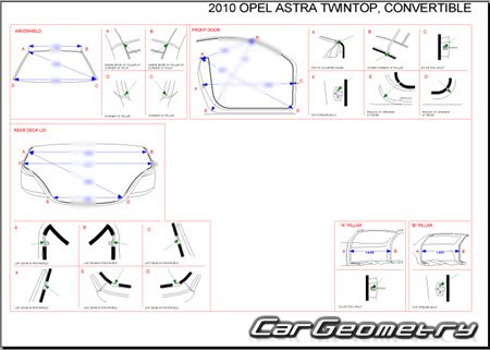 Opel Astra H TwinTop L67 2007-2010 Body Dimensions