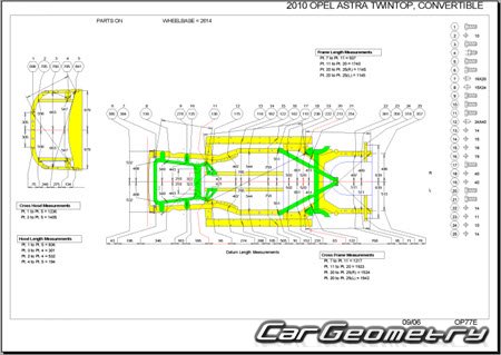 Opel Astra H TwinTop L67 2007-2010 Body Dimensions