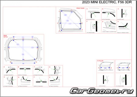 Mini Cooper (F56 BEV) 2020-2024 Body dimensions