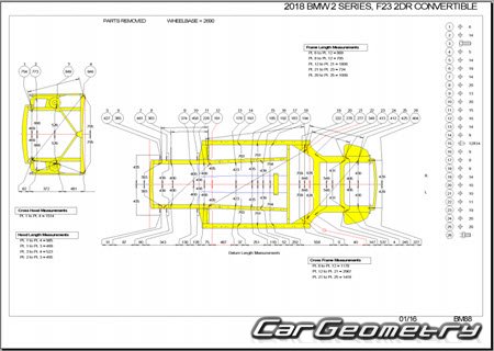 BMW 2 Series Cabrio (F23) 2015-2020 Body dimensions