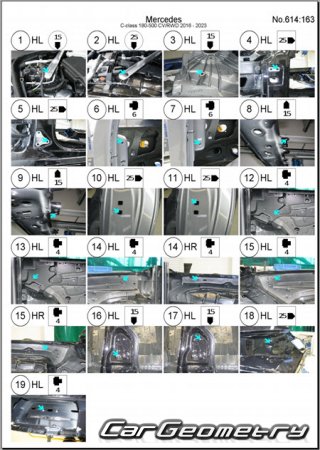 Mercedes C-Class Cabrio (A205) 2015-2021 Body dimensions