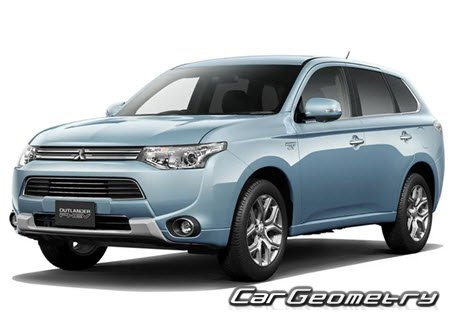 Кузовные размеры Mitsubishi Outlander (GF7W GF8W) 2012-2018, Размеры кузова Mitsubishi Outlander PHEV GG2W Кузовные размеры Mitsubishi Outlander (GF7W GF8W) 2012-2018, Размеры кузова Mitsubishi Outlander PHEV GG2W