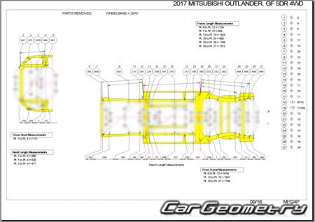 Mitsubishi Outlander (GF7W GF8W) 2012-2018 (RH Japanese market) Body dimensions