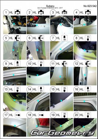 Subaru Forester (SJG SJ5) 2012-2018 (RH Japanese market) Body dimensions