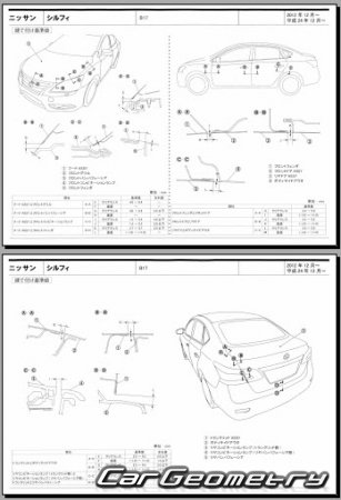 Nissan Sylphy (B17) 2012-2020 (RH Japanese market) Body dimensions