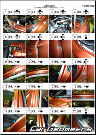 Mitsubishi Outlander (GF7W GF8W) 2012-2018 (RH Japanese market) Body dimensions