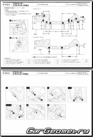 Mitsubishi Outlander (GF7W GF8W) 2012-2018 (RH Japanese market) Body dimensions