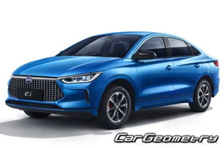 Кузовные размеры BYD E3 2019–2021, Размеры кузова БИД е3 Седан Кузовные размеры BYD E3 2019–2021, Размеры кузова БИД е3 Седан