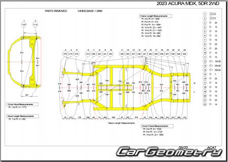 Размеры кузова Acura MDX 2021-2027 Body Repair Manual Размеры кузова Acura MDX 2021-2027 Body Repair Manual