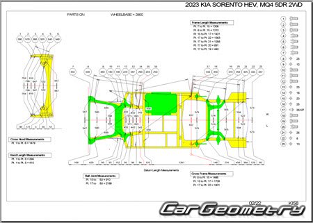 Kia Sorento (MQ4) с 2021 (гибридные версии HEV и PHEV) Body dimensions Kia Sorento (MQ4) с 2021 (гибридные версии HEV и PHEV) Body dimensions