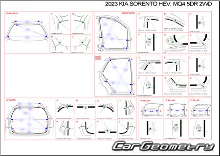 Kia Sorento (MQ4) с 2021 (гибридные версии HEV и PHEV) Body dimensions Kia Sorento (MQ4) с 2021 (гибридные версии HEV и PHEV) Body dimensions