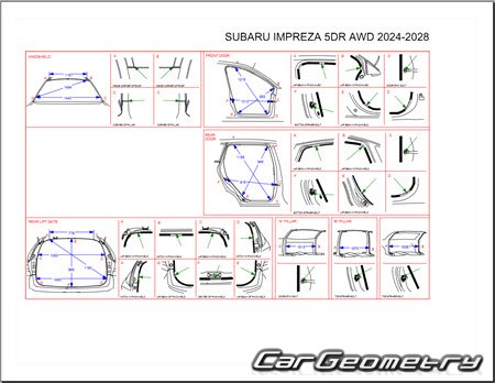 Кузовные размеры Subaru Impreza (GU) 2023-2028 BodyShop Manual Кузовные размеры Subaru Impreza (GU) 2023-2028 BodyShop Manual