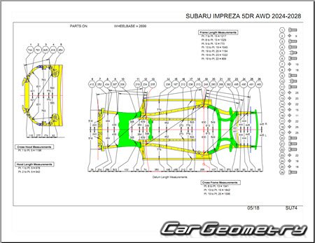 Кузовные размеры Subaru Impreza (GU) 2023-2028 BodyShop Manual Кузовные размеры Subaru Impreza (GU) 2023-2028 BodyShop Manual