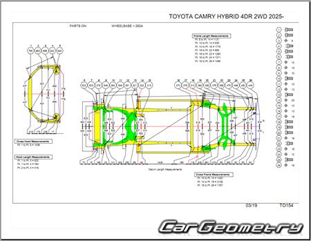 Кузовные размеры Toyota Camry Hybrid 2025-2031 Collision Repair Manual Кузовные размеры Toyota Camry Hybrid 2025-2031 Collision Repair Manual