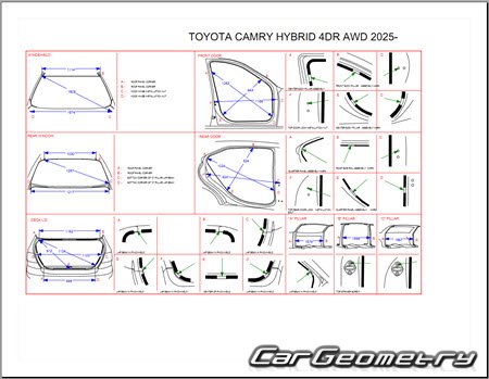 Кузовные размеры Toyota Camry Hybrid 2025-2031 Collision Repair Manual Кузовные размеры Toyota Camry Hybrid 2025-2031 Collision Repair Manual