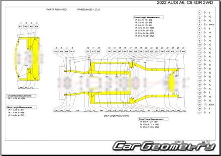 Размеры кузова Audi A6 (4H,C8) 2018-2025 Body Repair Manuals Размеры кузова Audi A6 (4H,C8) 2018-2025 Body Repair Manuals