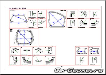 Subaru R1 (RJ1 RJ2) 2004-2010 (RH Japanese market) Body dimensions