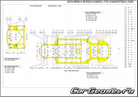 BMW M4 (F83) Cabriolet 2015-2020 Body dimensions