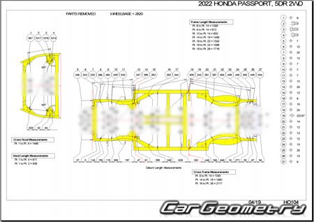 Размеры кузова Honda Passport 2019-2024 Body Repair Manual Размеры кузова Honda Passport 2019-2024 Body Repair Manual