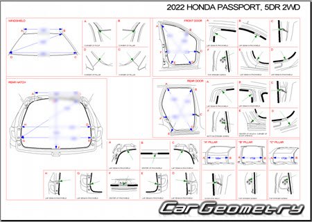 Размеры кузова Honda Passport 2019-2024 Body Repair Manual Размеры кузова Honda Passport 2019-2024 Body Repair Manual