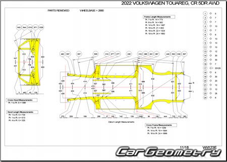 Кузовные размеры Volkswagen Touareg (CR7) 2018-2025 Кузовные размеры Volkswagen Touareg (CR7) 2018-2025