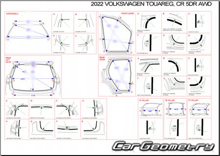 Кузовные размеры Volkswagen Touareg (CR7) 2018-2025 Кузовные размеры Volkswagen Touareg (CR7) 2018-2025