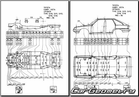 Toyota Camry (CV10 CV11 SV11) 1983-1986 Body dimensions