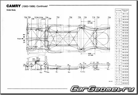 Toyota Camry (CV10 CV11 SV11) 1983-1986 Body dimensions