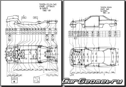 Toyota Celica (T160 Series) 1986-1989 Body dimensions 