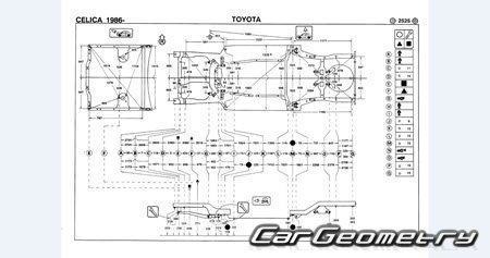 Toyota Celica (T160 Series) 1986-1989 Body dimensions 