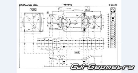 Toyota Celica (T160 Series) 1986-1989 Body dimensions 
