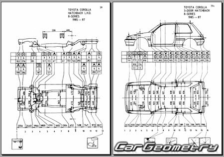 Toyota Corolla FX16 1987-1988 Body dimensions