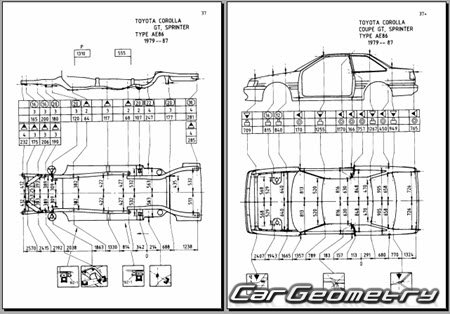 Toyota Corolla (E80) 1984-1987 Body dimensions 
