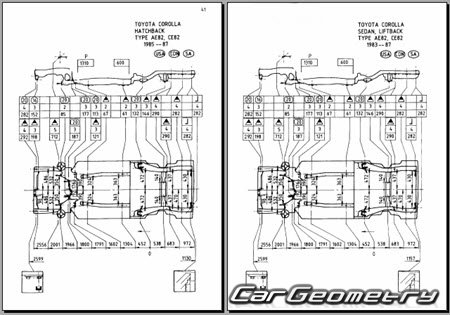 Toyota Corolla (E80) 1984-1987 Body dimensions 