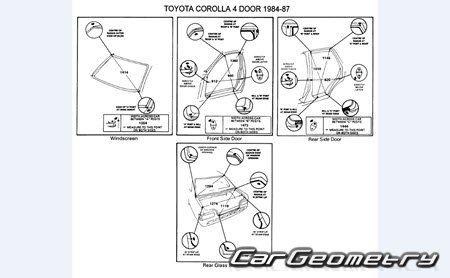 Toyota Corolla (E80) 1984-1987 Body dimensions 